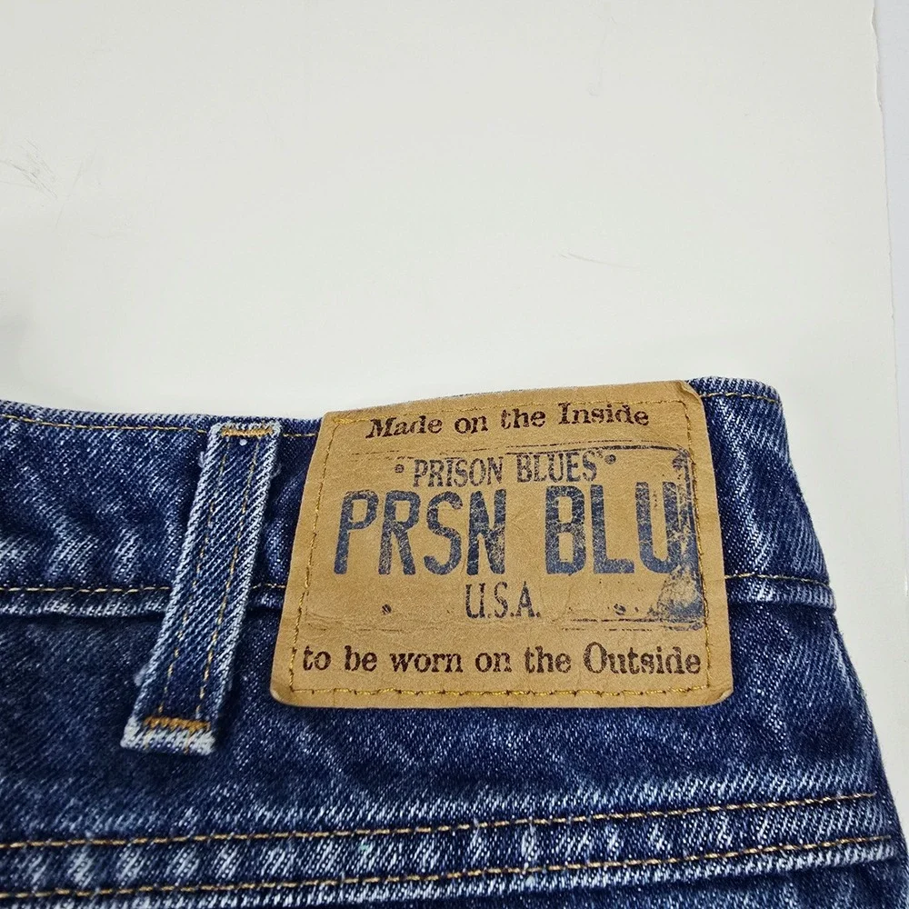Prison Blues Mens Suspenders Buttons Carpenter Work Jeans Blue 34x36 Made in USA